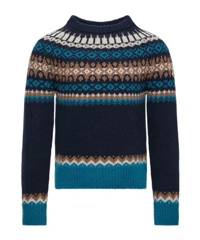 Moncler Enfant Fair-isle Pattern Crewneck Knitted Jumper In Black