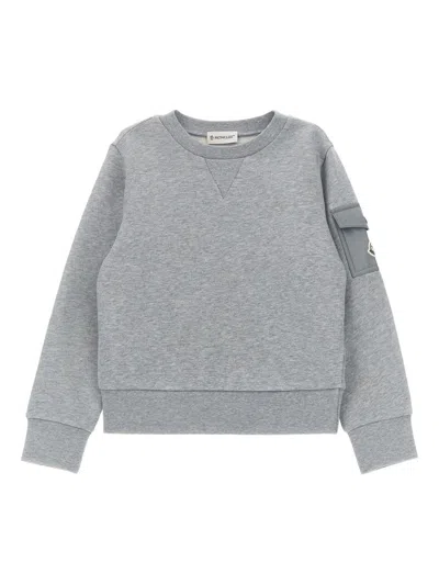 MONCLER MONCLER ENFANT GRAY CREWNECK SWEATSHIRT