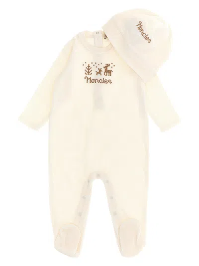 Moncler Enfant Jumpsuit + Cap Cross Stitch In White