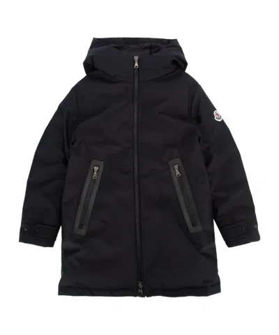 Moncler Enfant Lemuel Logo Patch Coat In Black