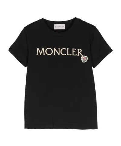 MONCLER MONCLER ENFANT LOGO EMBROIDERED CREWNECK T-SHIRT