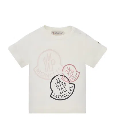 Moncler Enfant Logo-embroidered Crewneck T-shirt In White