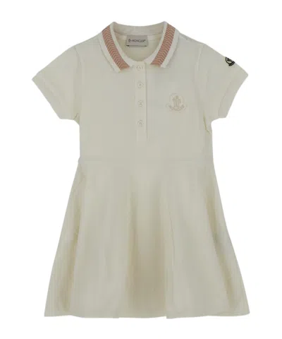 Moncler Enfant Logo Embroidered Flared Polo Dress In White