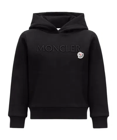 Moncler Enfant Logo Embroidered Hoodie In Black