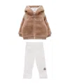 Moncler Beige Suit For Babykids With Logo In Brown