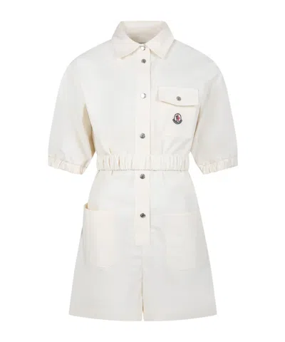 Moncler Enfant Logo Patch Belted Jumpsuit In Nude