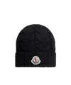 Moncler Enfant Logo Patch Cable-knitted Beanie In Black