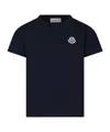 Moncler Enfant Logo Patch Crewneck T-shirt In Blue