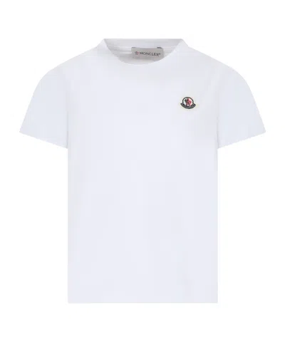 Moncler Enfant Logo Patch Crewneck T-shirt In White
