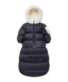Moncler Enfant Logo Patch Detachable Sleeping Bag Jacket In Blue