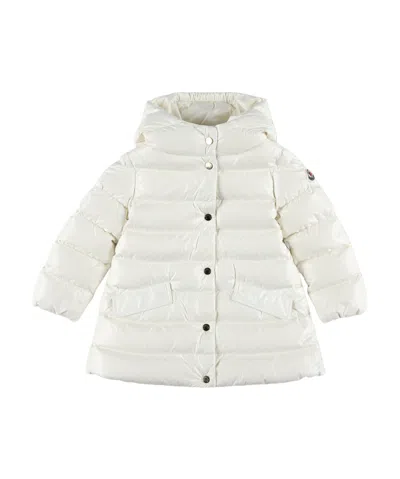 Moncler Enfant Logo Patch Hooded Coat In White