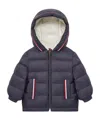 Moncler Enfant Logo Patch Hooded Down Jacket In Blue