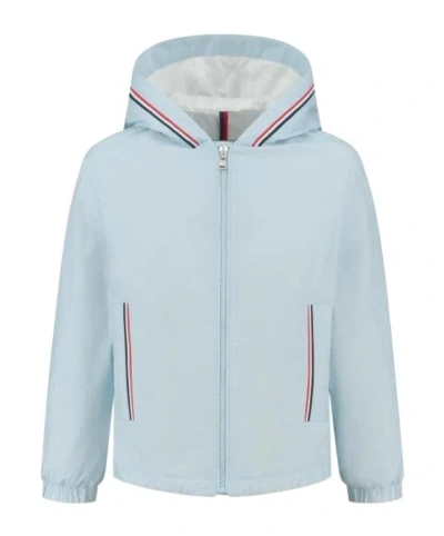 Moncler Enfant Logo Patch Hooded Jacket In Blue