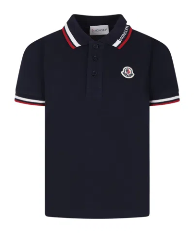 Moncler Enfant Logo Patch Polo Shirt In Black
