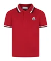 Moncler Enfant Logo Patch Polo Shirt In Red