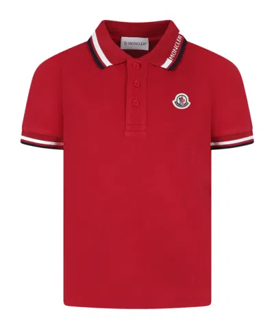 Moncler Enfant Logo Patch Polo Shirt In Red