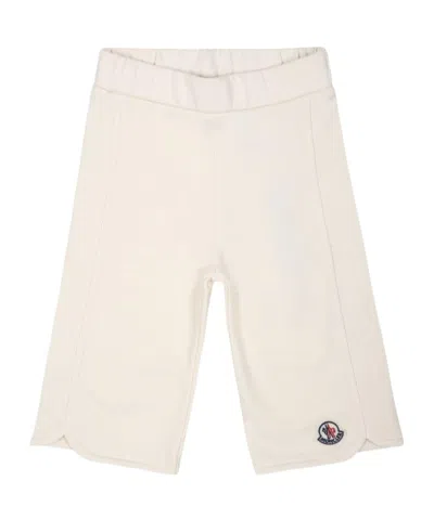 Moncler Enfant Logo Patch Trousers In Nude