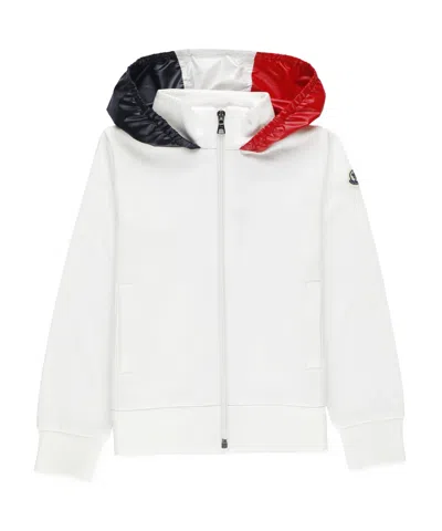 Moncler Enfant Logo Patch Zip-up Hoodie In White