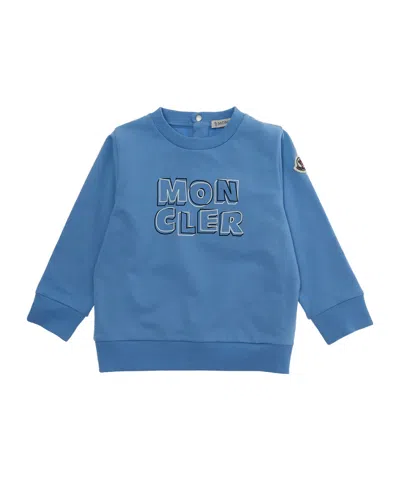 Moncler Enfant Logo Printed Crewneck Sweatshirt In Blue