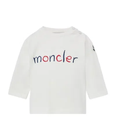 Moncler Enfant Logo Printed Crewneck T-shirt In White