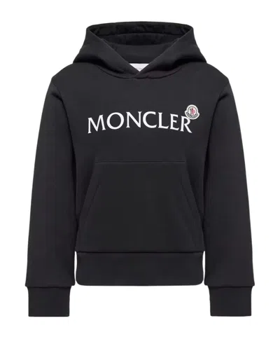 Moncler Enfant Logo Printed Hoodie In Black