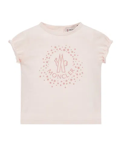 Moncler Enfant Logo Printed T-shirt In Pink