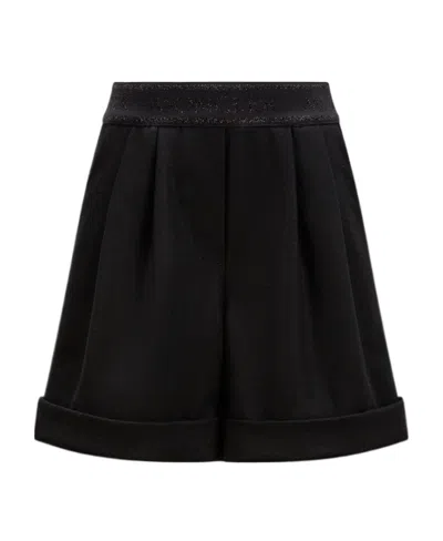 Moncler Enfant Logo Waistband Shorts In Black
