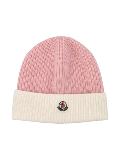 Moncler Enfant · Babies' Logo-appliqué Rib-knit Beanie In Pink
