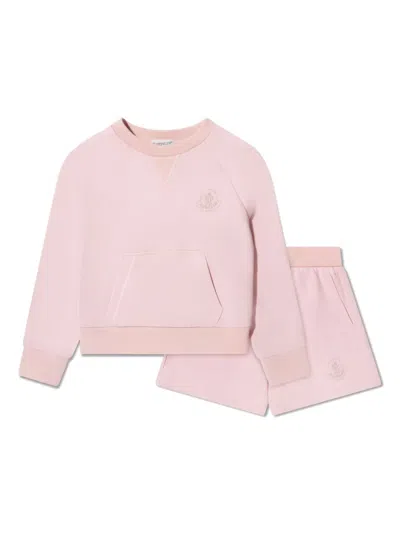Moncler Enfant · Kids' Logo-embroidered Cotton Sweatshirt Set In Pink