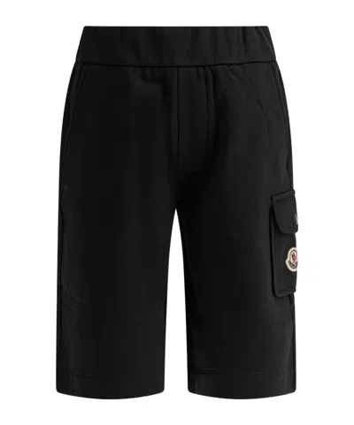 Moncler Enfant Logo-patch Elasticated Waistband Shorts In Black