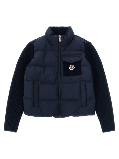 Moncler Enfant Padded Cardigan In Blue