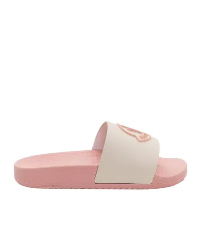 Moncler Enfant Petit Basile Slides In White