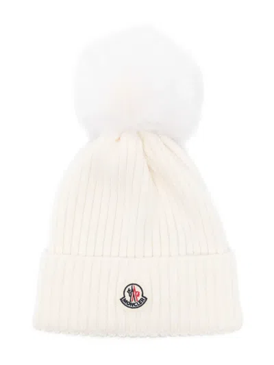 Moncler Enfant · Kids' Pompom Ribbed Beanie In White