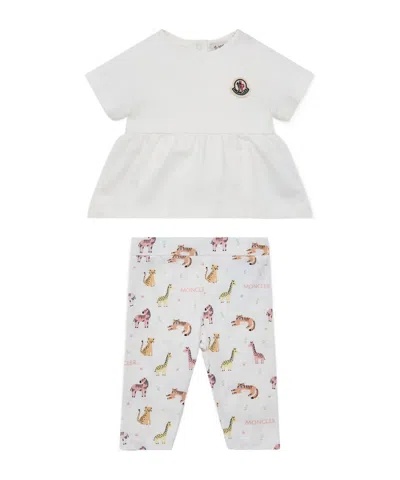Moncler Babies' Animal Print Cotton Set In White
