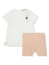Moncler Enfant Set With Shorts With Patch In Neutral