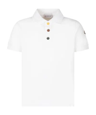 Moncler Enfant Short Sleeved Polo Shirt In White