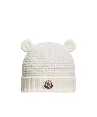 Moncler Enfant Teddy Bear Ears Beanie In White