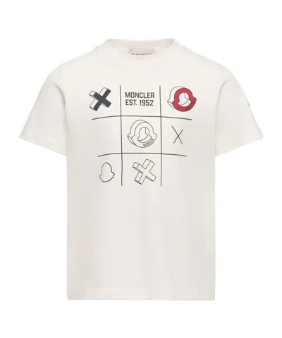 Moncler Enfant Tic Tac Toe Print Jersey T-shirt In White