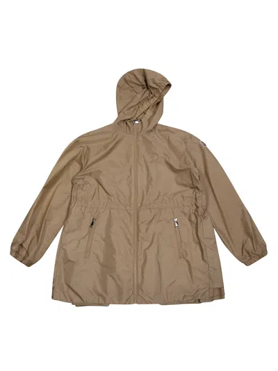 Moncler Enfant Wete Hooded Drawstring Parka Coat In Brown
