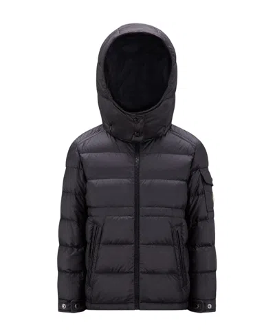 Moncler Enfant Zip-up Hooded Jacket In Black