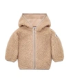Moncler Teddy Zip-up Hoodie In Brown