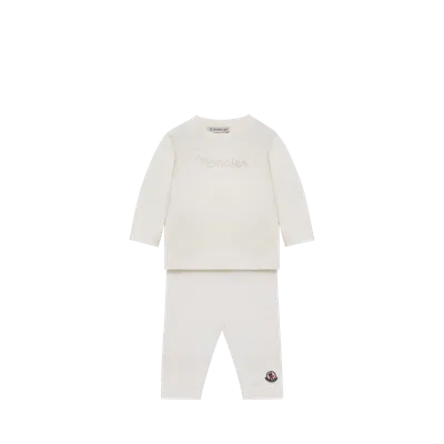 Moncler Ensemble En Jersey De Coton Stretch, Enfant, Blanc, Taille: 6/9m In White