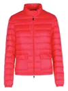 Moncler Envelope Pockets Logo Down Jacket In Red