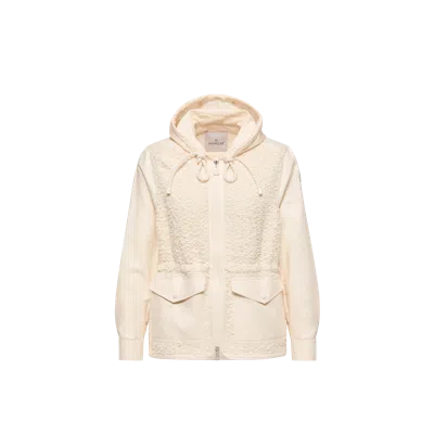 Moncler Veste À Capuche Erable En Bouclé, Femme, Blanc, Taille: 5 In Neutral
