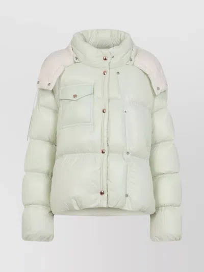 Moncler Natural Green Quilted Jacket In White