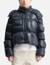 Moncler Erea Square-quilted Hooded Short Down Jacket In Blue