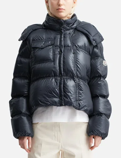 Moncler Erea Square-quilted Hooded Short Down Jacket In Black