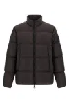 Moncler Dark Brown Nylon Erterle Down Jacket In Animal Print