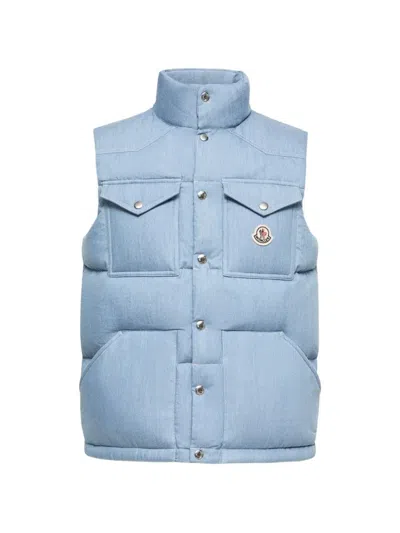 Moncler Envional Padded Vest Technical Layering Piece In Blue