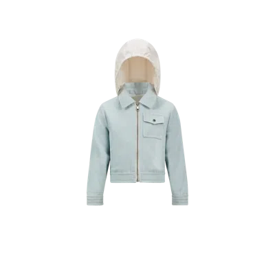 Moncler Kids' Esme Hooded Denim Jacket Blue In ブルー